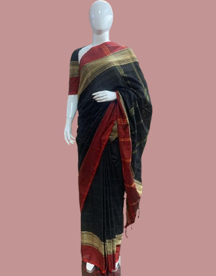 Roja- Black Cotton Saree